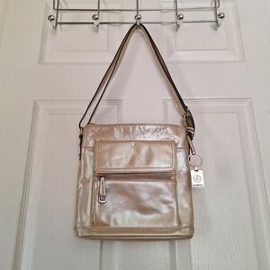 Giani Bernini Champagne Leather Crossbody Purse